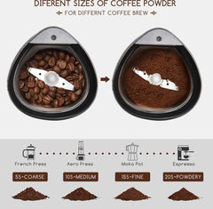 Aigostar Breath 30CFR - Koffiemolen - koffiemaler - Coffee Grinder - koffiemolen electrisch - Elektrische Koffiebonen Maler - BPA-vrij - Zwart •