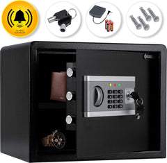 KESSER® Elektronische Kluis met cijferslot 38 x 30 x 30 cm - Digitale Muurkluis Inclusief Batterijbox en Batterijen - Electrische Safe met 2 Noodsleutel Klusje - Zwart
