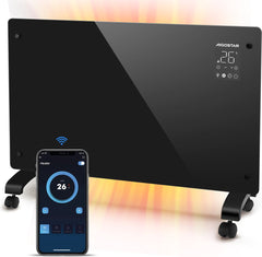 Aigostar Helen Smart 33HP0 - Elektrische Kachel - Convectorkachel met thermostaat en Afstandsbediening - Paneelverwarming - tot 20 m² - 1000/2000W - Zwart •