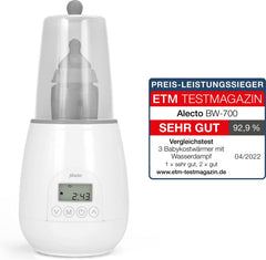 Alecto BW-700 - Snelle digitale Flessenwarmer 500W voor opwarmen, steriliseren en ontdooien - Inclusief stoomkap - Bediening via display - Wit •