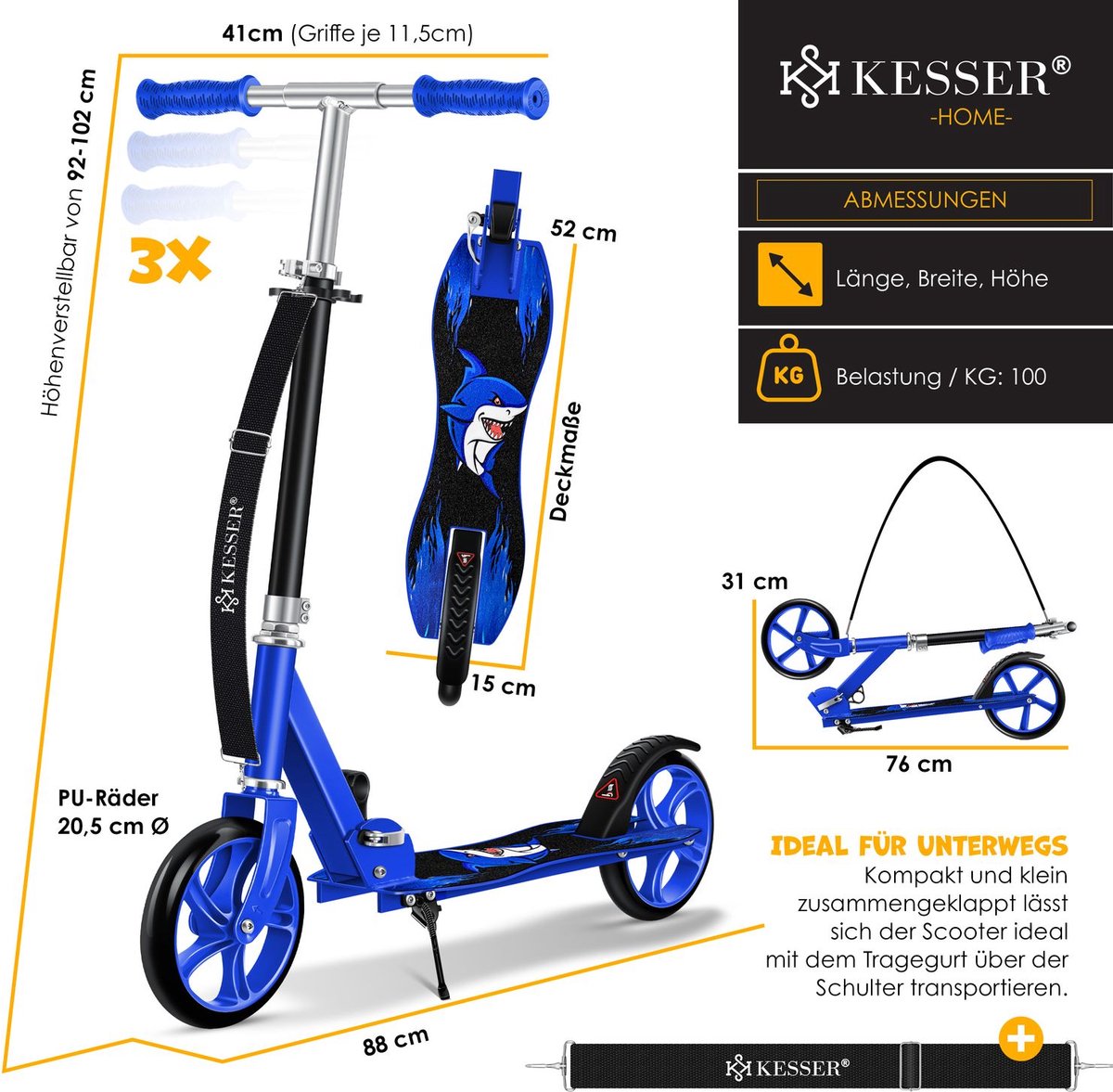 KESSER® Kinderstep - Opvouwbaar - Verstelbaar - Blauw •