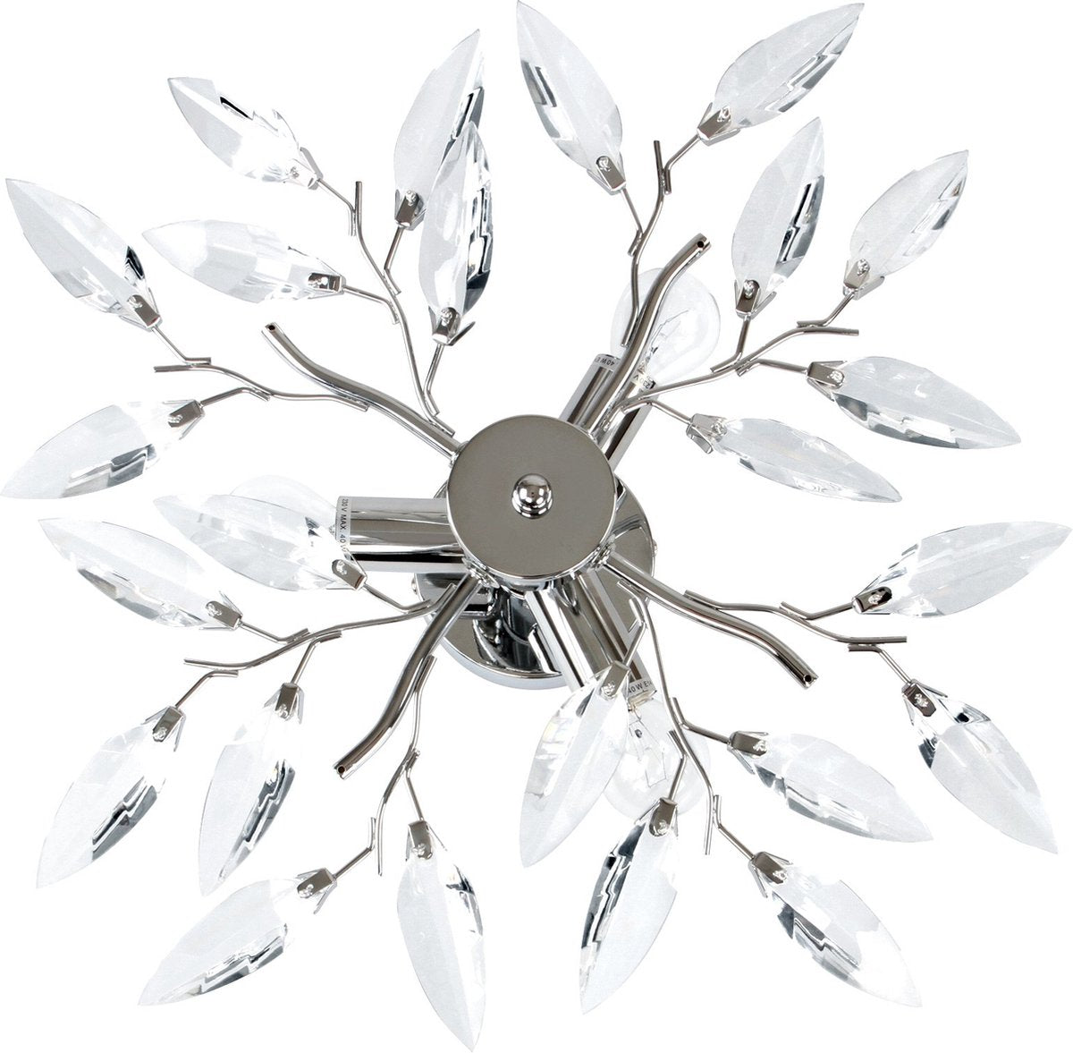 Jago - Plafondlamp met Bladerdesign - Plafonnière - Ø45cm - Chroom - Voor Woonkamer/SlaapkamerEetkamer of Keuken - Zilver