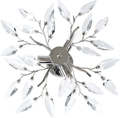 Jago - Plafondlamp met Bladerdesign - Plafonnière - Ø45cm - Chroom - Voor Woonkamer/SlaapkamerEetkamer of Keuken - Zilver