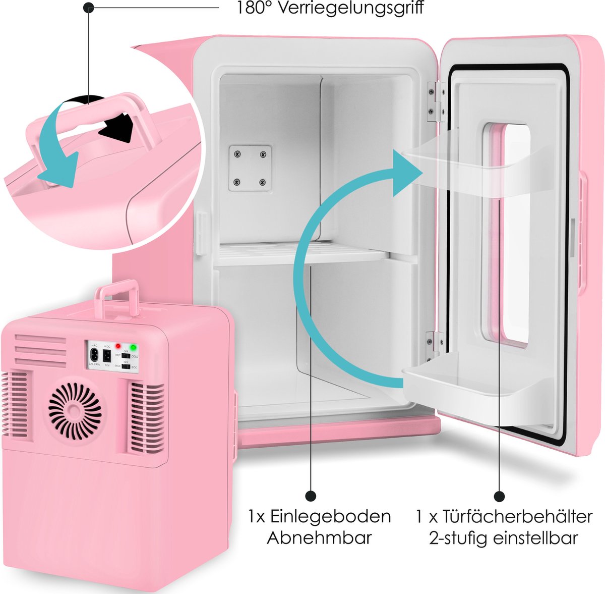 KESSER® Mini Koelkast - 15 Liter - Koelbox - Roze