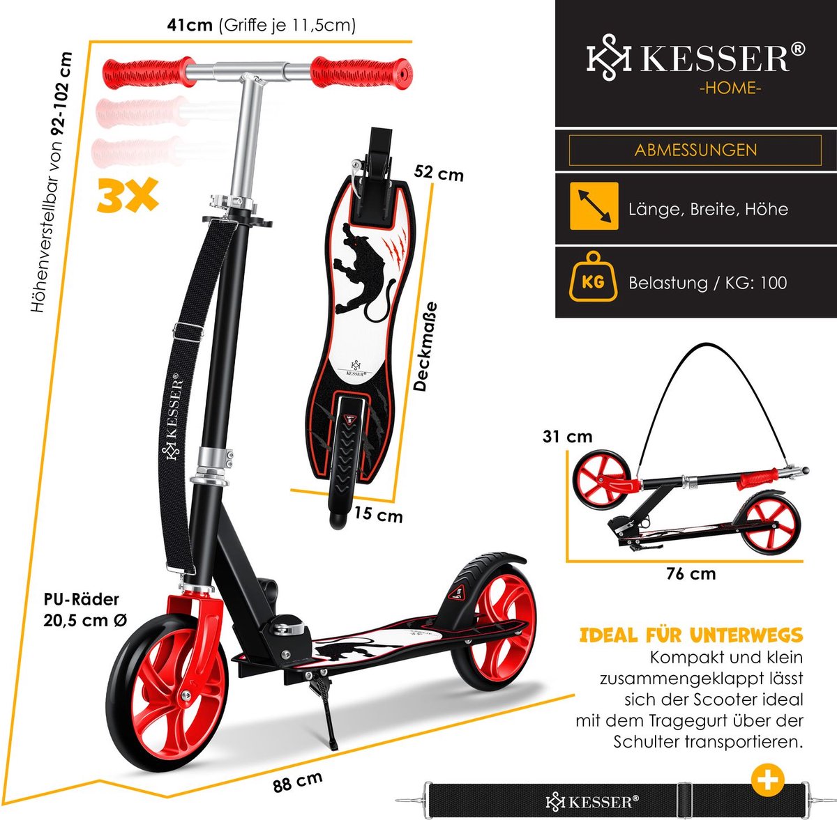 KESSER® Kinderstep - Opvouwbaar - Verstelbaar - Wit •