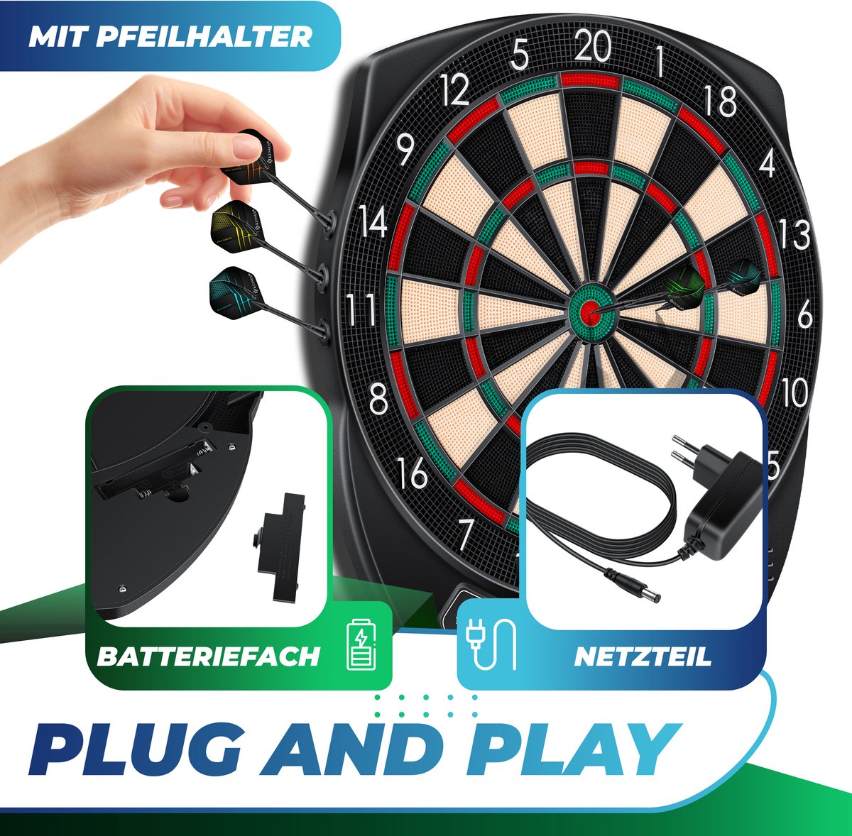 Elektrisch Dartbord - Met 15 darts - Klassiek met LCD - KESSER®