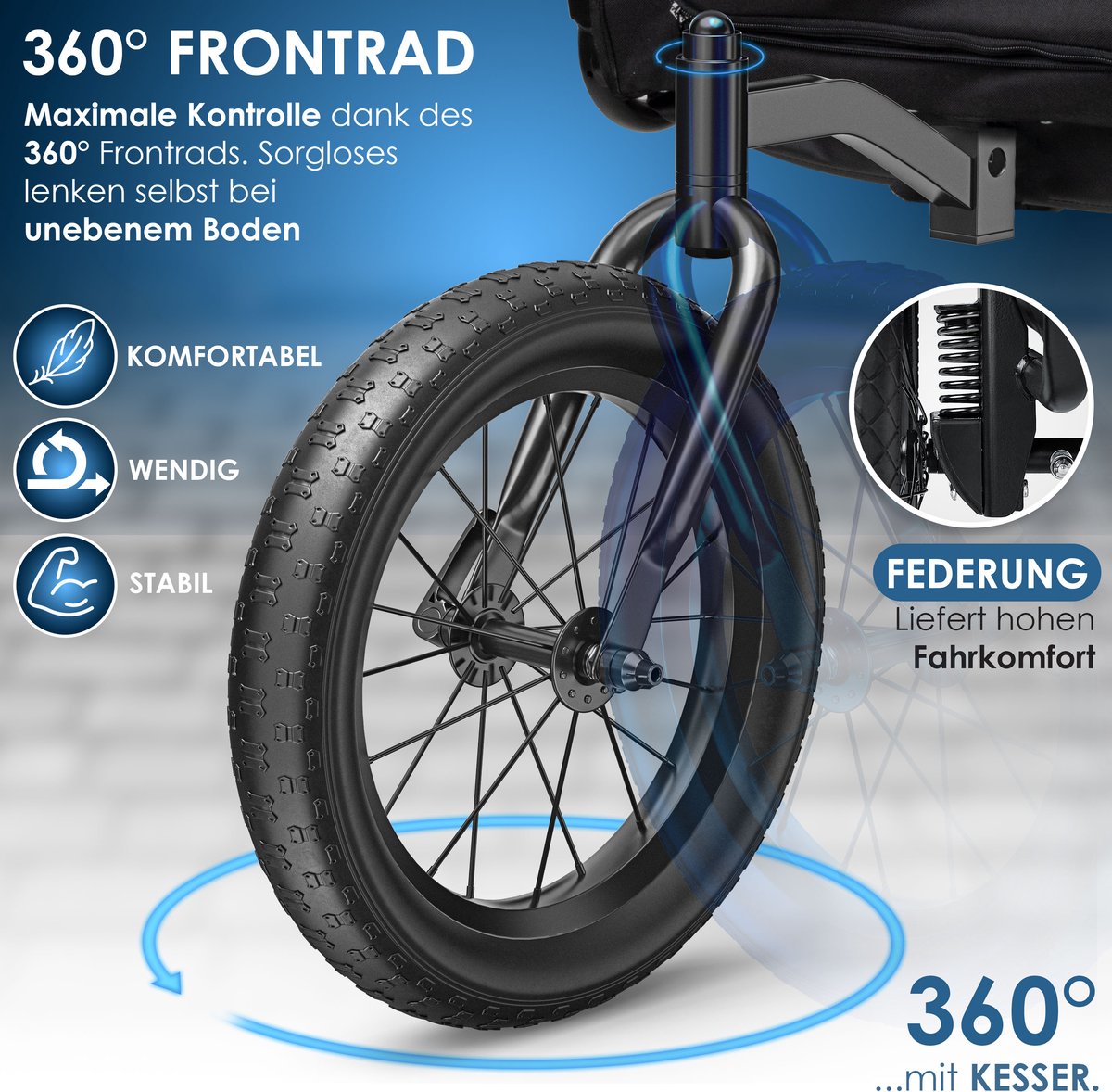 KESSER® Hondenfietskar tot 40 kg 3in1 Hondenbuggy - Fietskar Hond Jogger - Zwart
