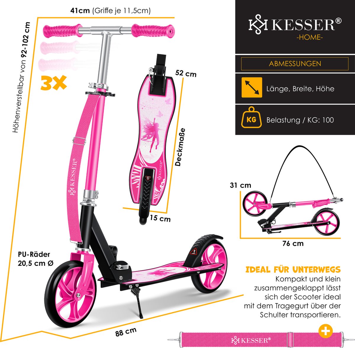 KESSER® Kinderstep - Opvouwbaar - Verstelbaar - Roze
