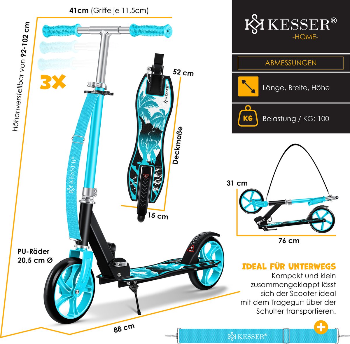 KESSER® Kinderstep - Opvouwbaar - Verstelbaar - Blauw