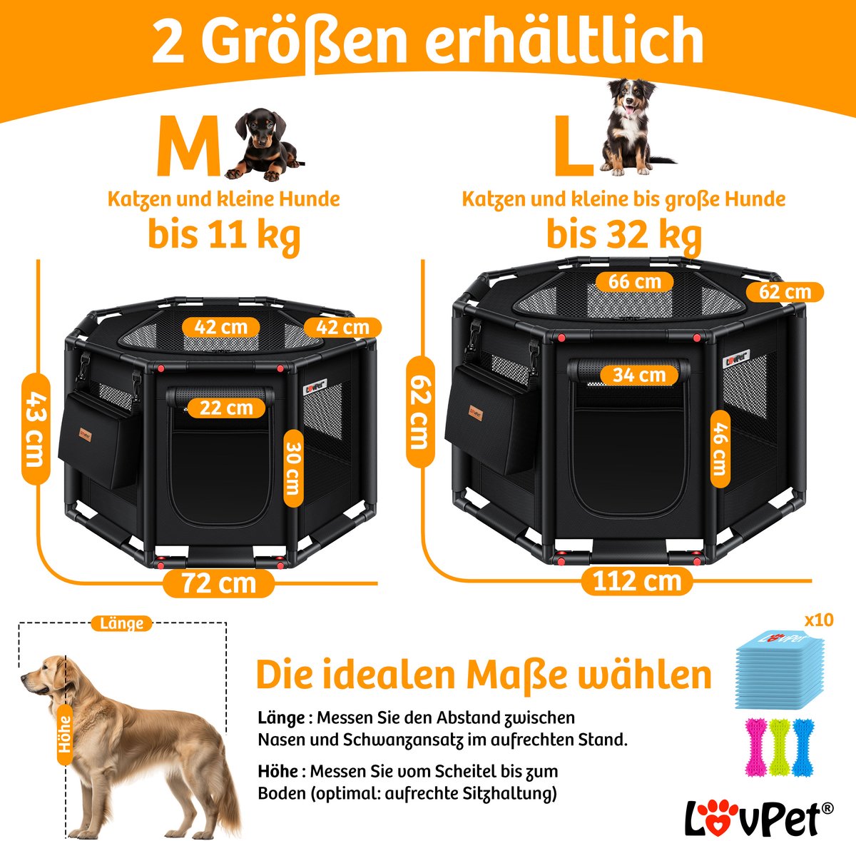 LOVPET® Puppyren opvouwbaar Hondenren Binnen & Buiten Hondenbench Ren voor Honden Katen & Knaagdieren - Konijnenren