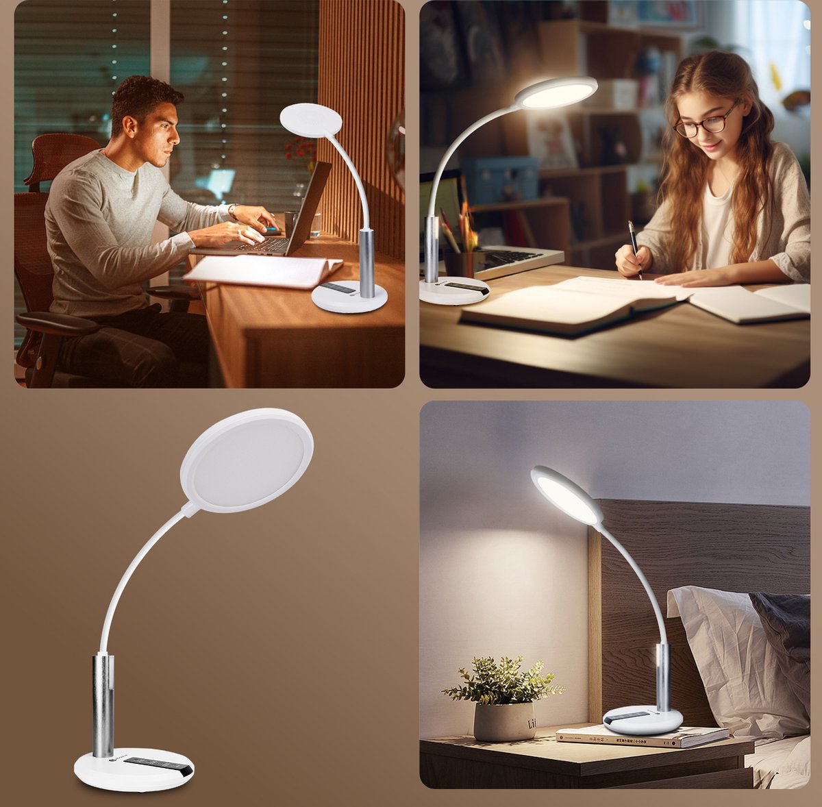 Aigostar Bureaulamp LED - Dimbaar - Tafellamp – Wit
