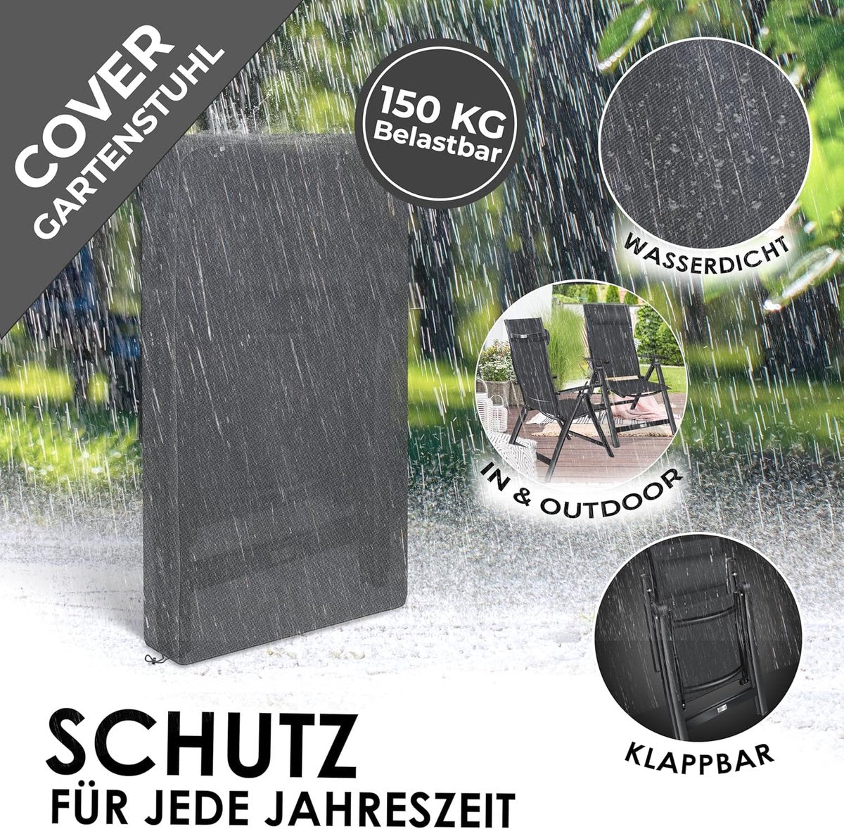KESSER® Tuinstoel Opklapbaar - Set van 2 - Antislip - Zwart