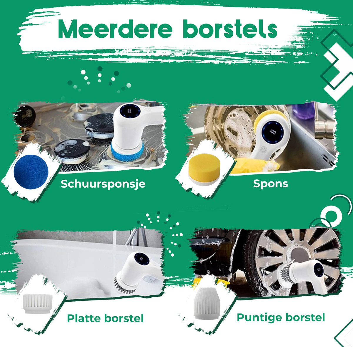Elektrische Schoonmaakborstel – Elektrische Schrobber - Schrobborstel – Wit - Mini - GoScrub® •