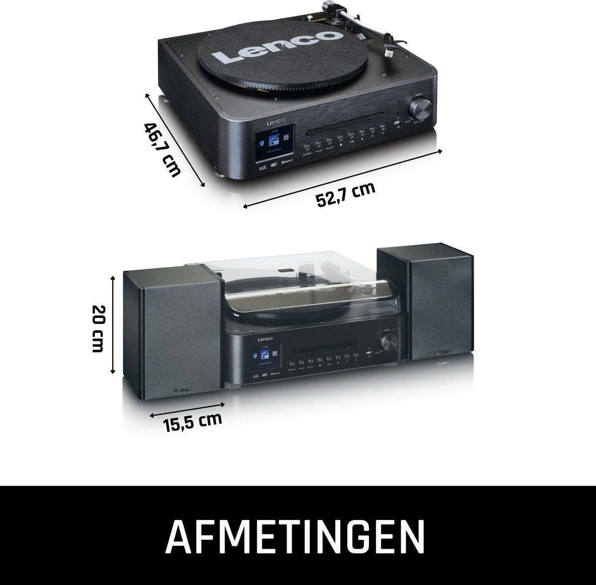Lenco Platenspeler - Stereoset met DAB en Bluetooth - MC-460BK - Zwart