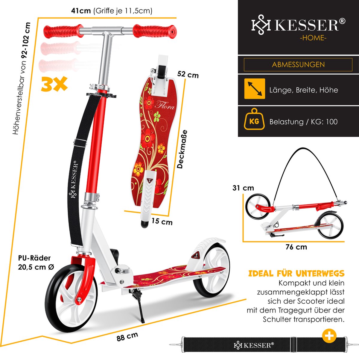 Kinderstep - Verstelbaar - Vouwbaar - Rood - KESSER®