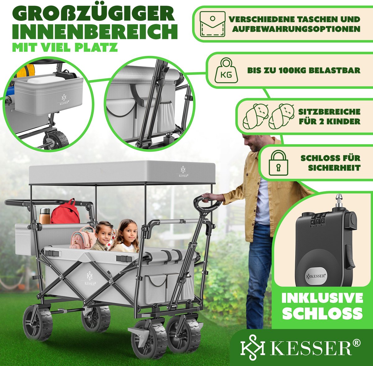 KESSER® Bolderkar - Opvouwbaar - Bolderwagen - Grijs