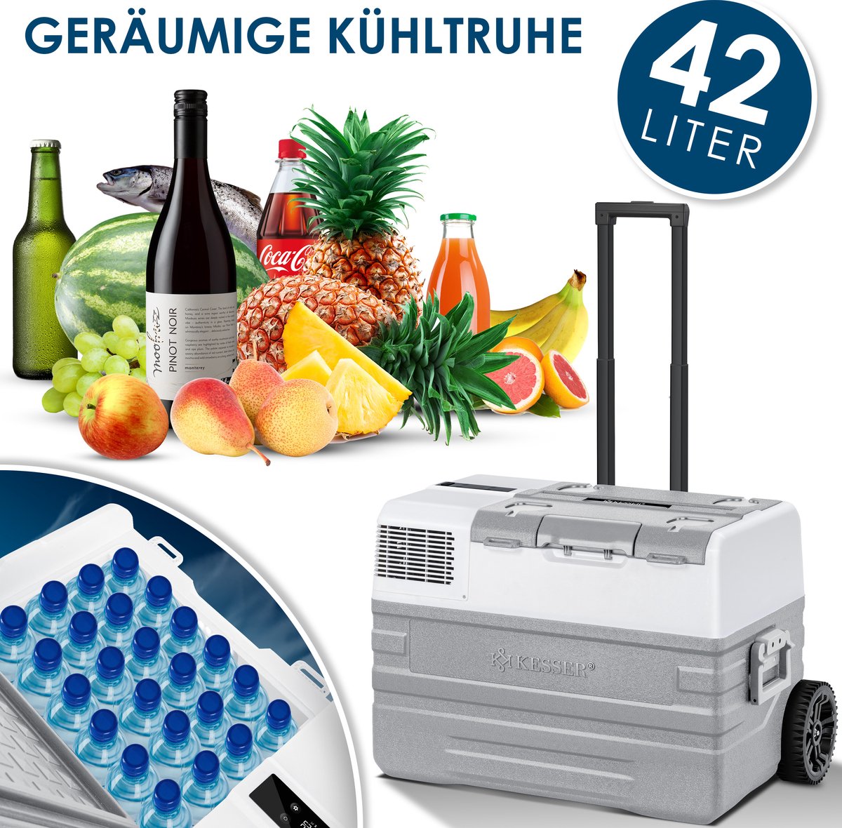 KESSER® Elektrische Koelbox - Compressor - tot -20°C - 42L - Grijs