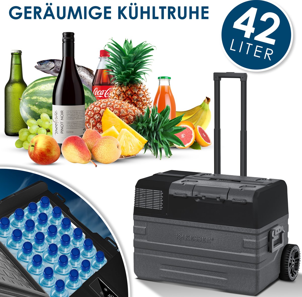 KESSER® Elektrische Koelbox - Compressor - tot -20°C - 42L - Zwart