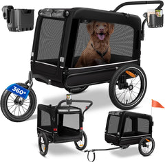 KESSER® Hondenfietskar tot 40 kg 3in1 Hondenbuggy - Fietskar Hond Jogger - Zwart
