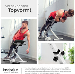 tectake® Rugtrainer en Buiktrainer - Multifunctionele Buikspierbank - 89 x 69 x 88 cm - Opvouwbaar - In Hoogte Verstelbaar - Trainingsbank - Fitnessbank
