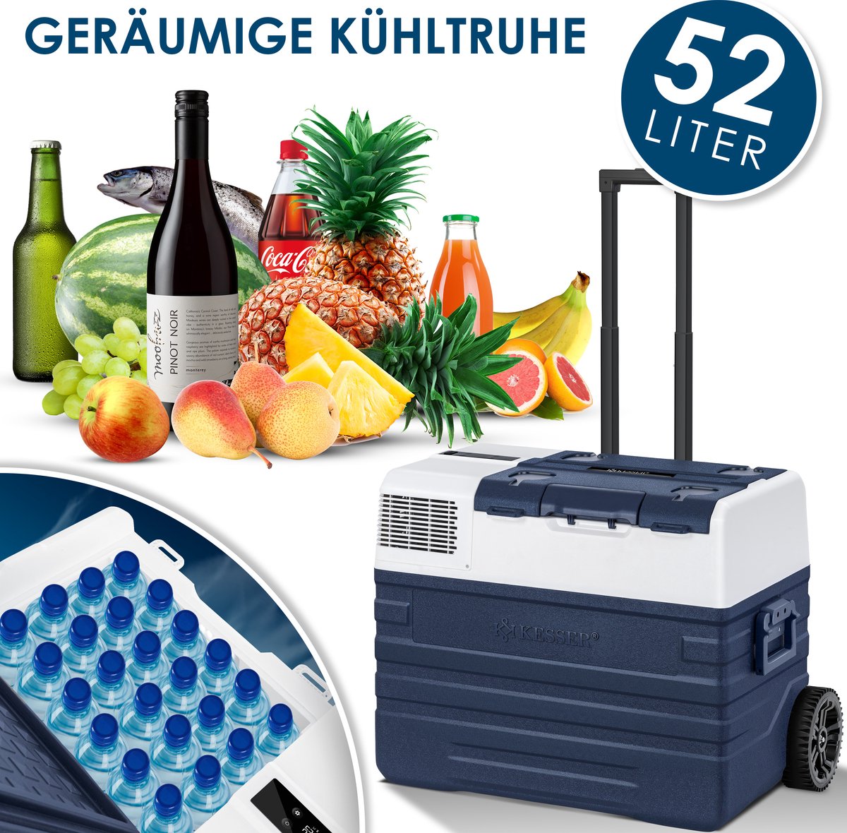 Compressor Koelbox elektrisch - Coolbox - Frigobox - 52L - Blauw
