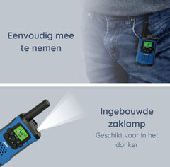 Alecto FR175BW - Walkie Talkie voor kinderen en volwassenen - Set van 2 stuks - Bereik tot 7 km - Blauw-Zwart •