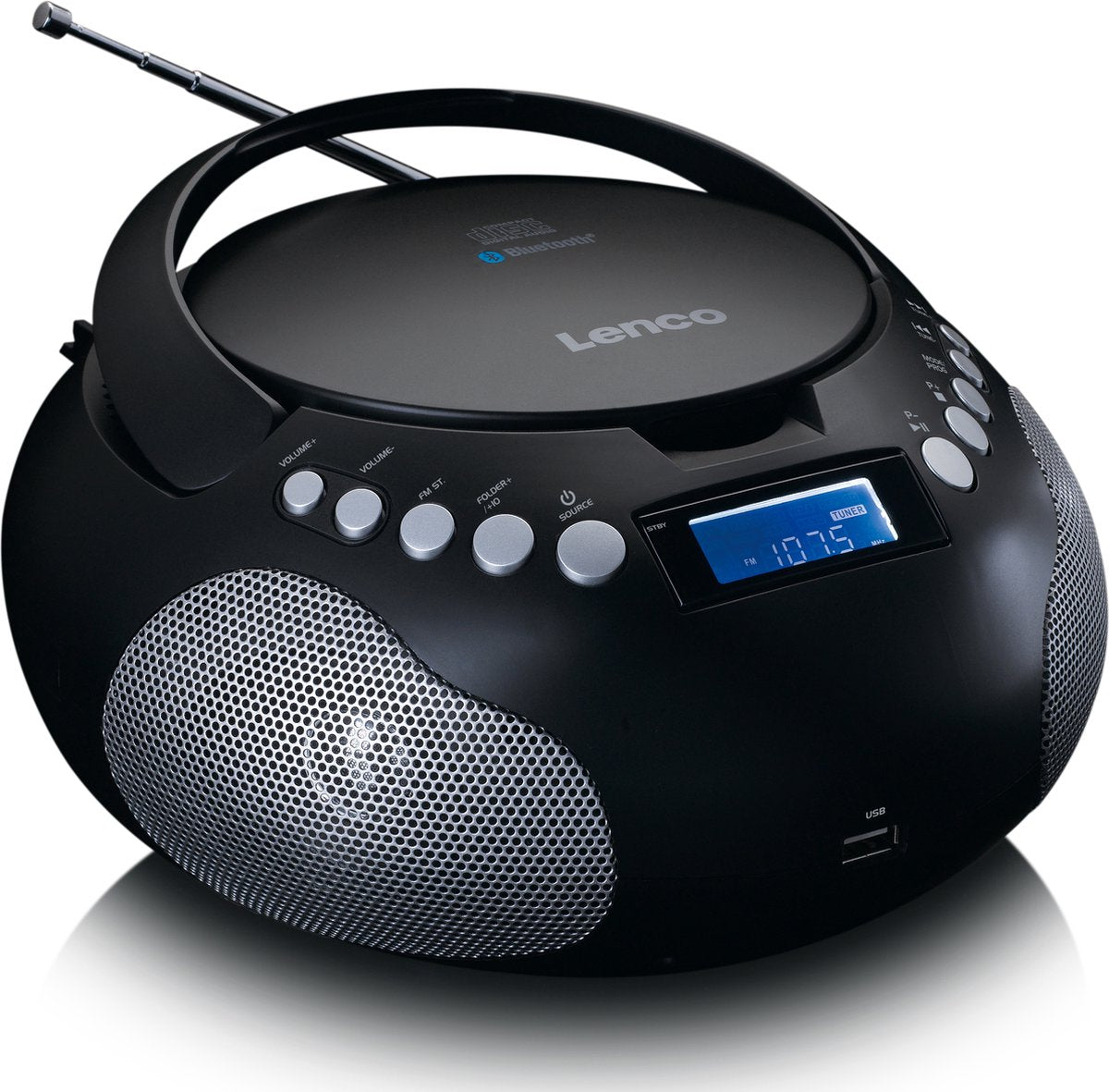 Lenco Radio op Batterijen - Draagbare Radio CD-speler met MP3 en Bluetooth - SCD-331BK - Zwart