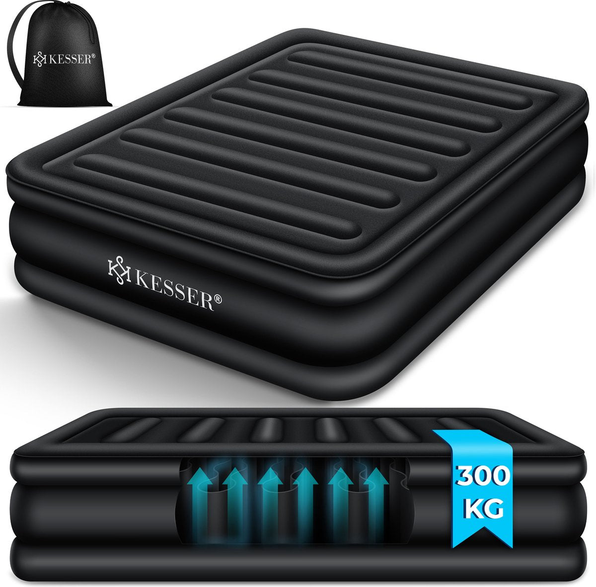 KESSER® Luchtbed - Opblaasbaar Matras - Elektrische Pomp - Zwart •