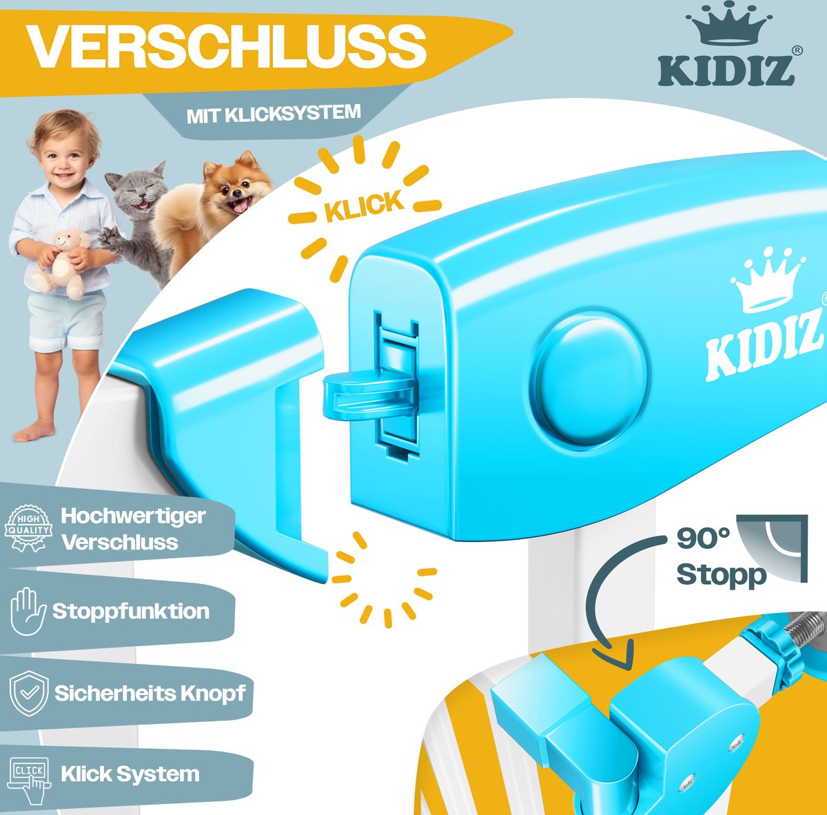 KIDIZ® Traphekje zonder boren - Veiligheidshekje - 74-87cm - Wit