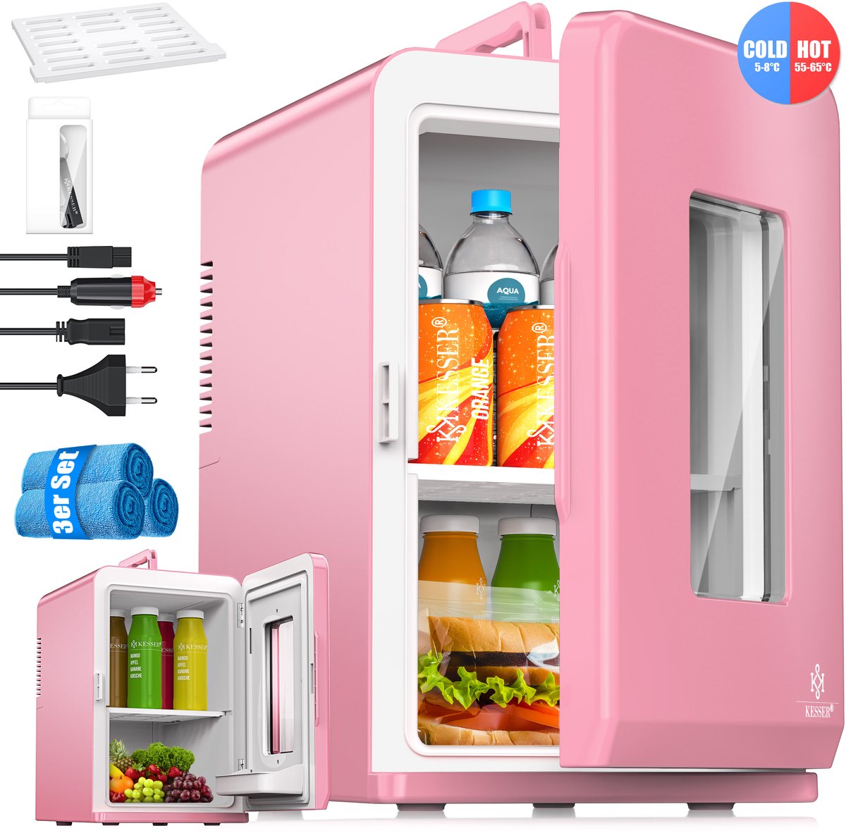 KESSER® Mini Koelkast - 15 Liter - Koelbox - Roze