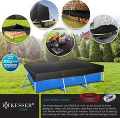KESSER® Zwembad zonnezeil - Afdekzeil - 304x210cm - Zwart