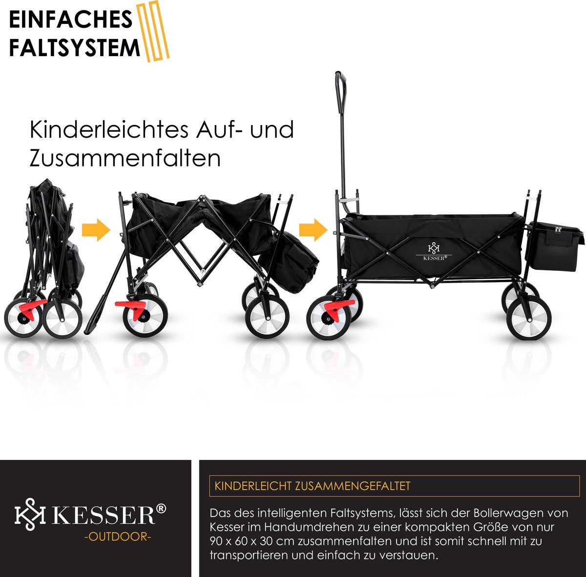 KESSER® Bolderkar - Opvouwbaar - Bolderwagen - Zwart