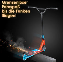 KESSER® X-Limit Stuntstep voor Volwassenen en Kinderen - Step Opvouwbaar en Verstelbaar in Hoogte - Kinderstep met PU Wielen - Rood / Lichtblauw