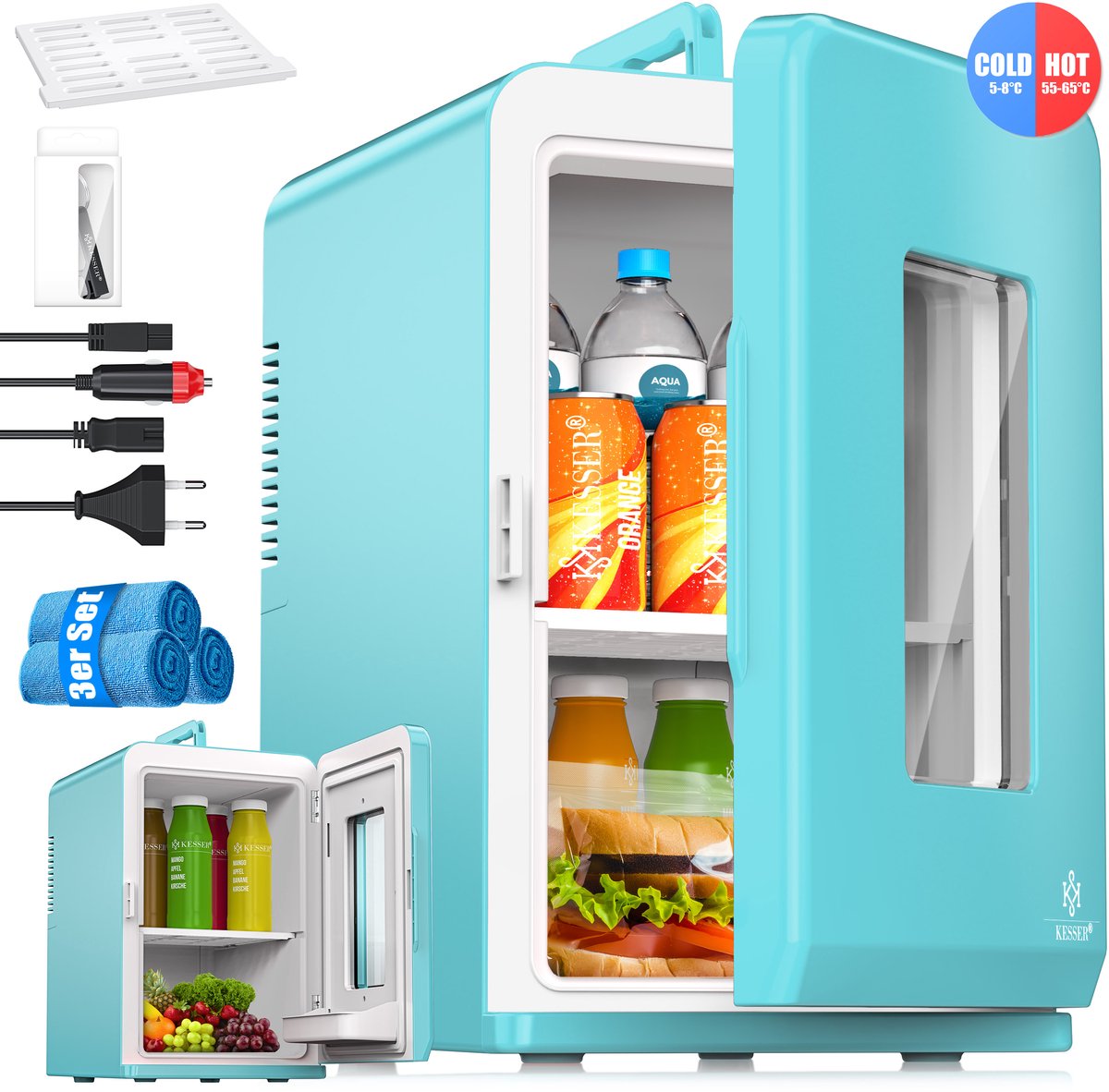 KESSER® Mini Koelkast - 15 Liter - Koelbox - Lichtblauw