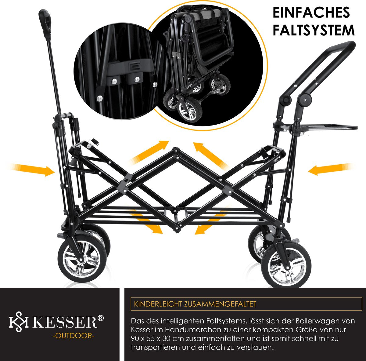 KESSER® Bolderkar - Opvouwbaar - Bolderwagen - Zwart •