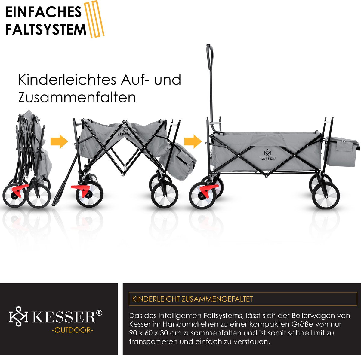 KESSER® Bolderkar - Opvouwbaar - Bolderwagen - Grijs
