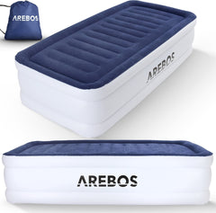 AREBOS Luchtbed - Luchtbed 1 persoons - Luchtbed met ingebouwde pomp - Incl. Draagtas en Reparatiekit - 203 × 95 × 51 cm