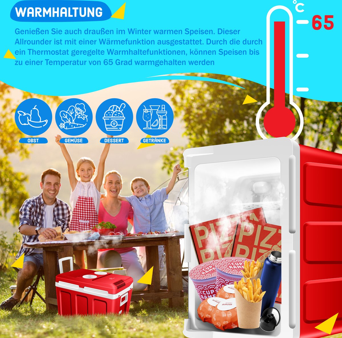 Koelbox Elektrisch – 12V en 230 volt - Coolbox - Frigobox - 40L – Rood