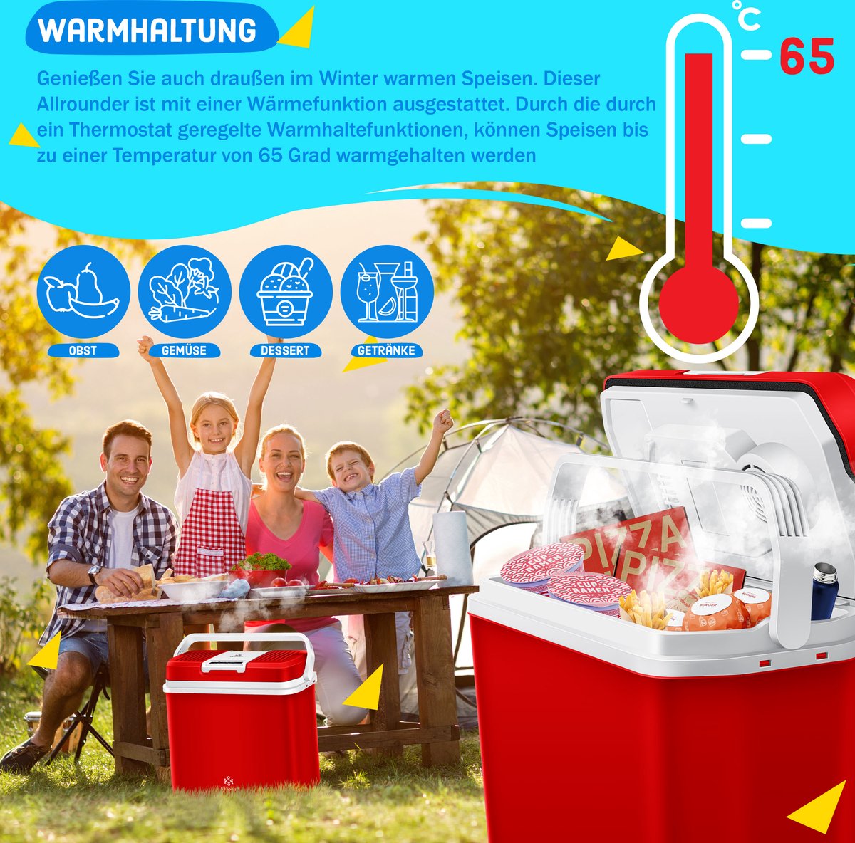 KESSER® Thermo-Elektrische Koelbox – 24L – 12V/230V – Rood •