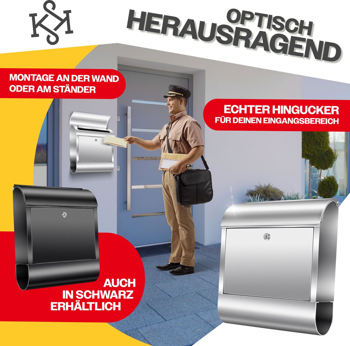 KESSER® RVS Brievenbus  - Wandbrievenbus - Krantenvak - Zilver