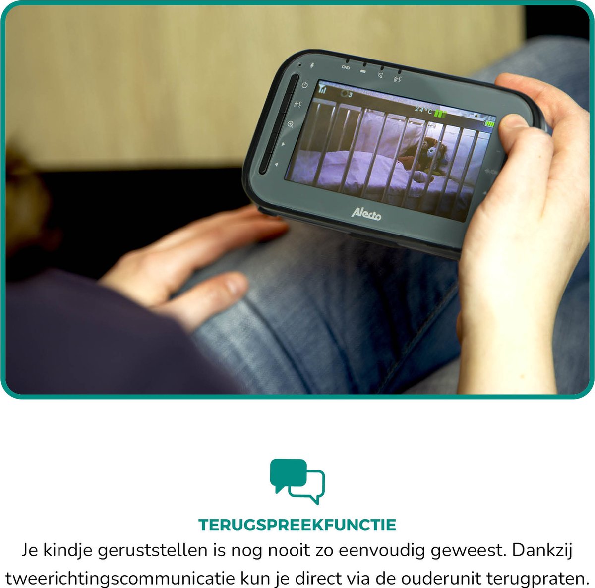 Alecto DVM200MBK - Babyfoon met Camera - Temperatuurweergave - Op afstand Beweegbaar - Zwart