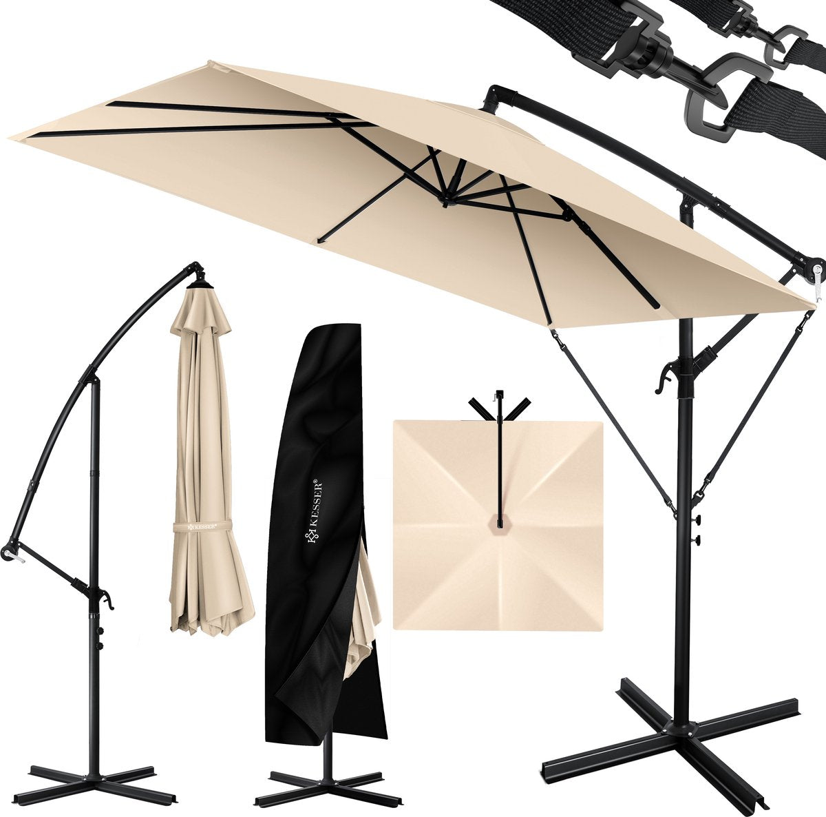 KESSER® Parasol Rechthoekig - Verstelbaar - Ø250cm - Beige