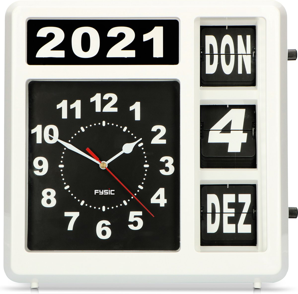 Fysic FK-247DE - Grote analoge Klok - Duitse versie - Wit •