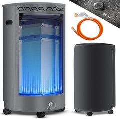 KESSER® Gaskachel keramisch 4200 Watt - incl. gasslang en beschermhoes - Grijs •