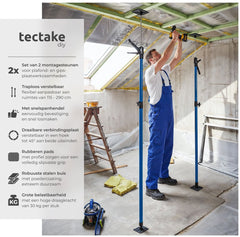 tectake®- Plafondsteun - Montagesteun met Elk 30 kg Draagvermogen en Snelsluiting - 115 tot Max. 290 cm - Diverse Modellen - (Set van 2 Blauw | Nr. 401692)