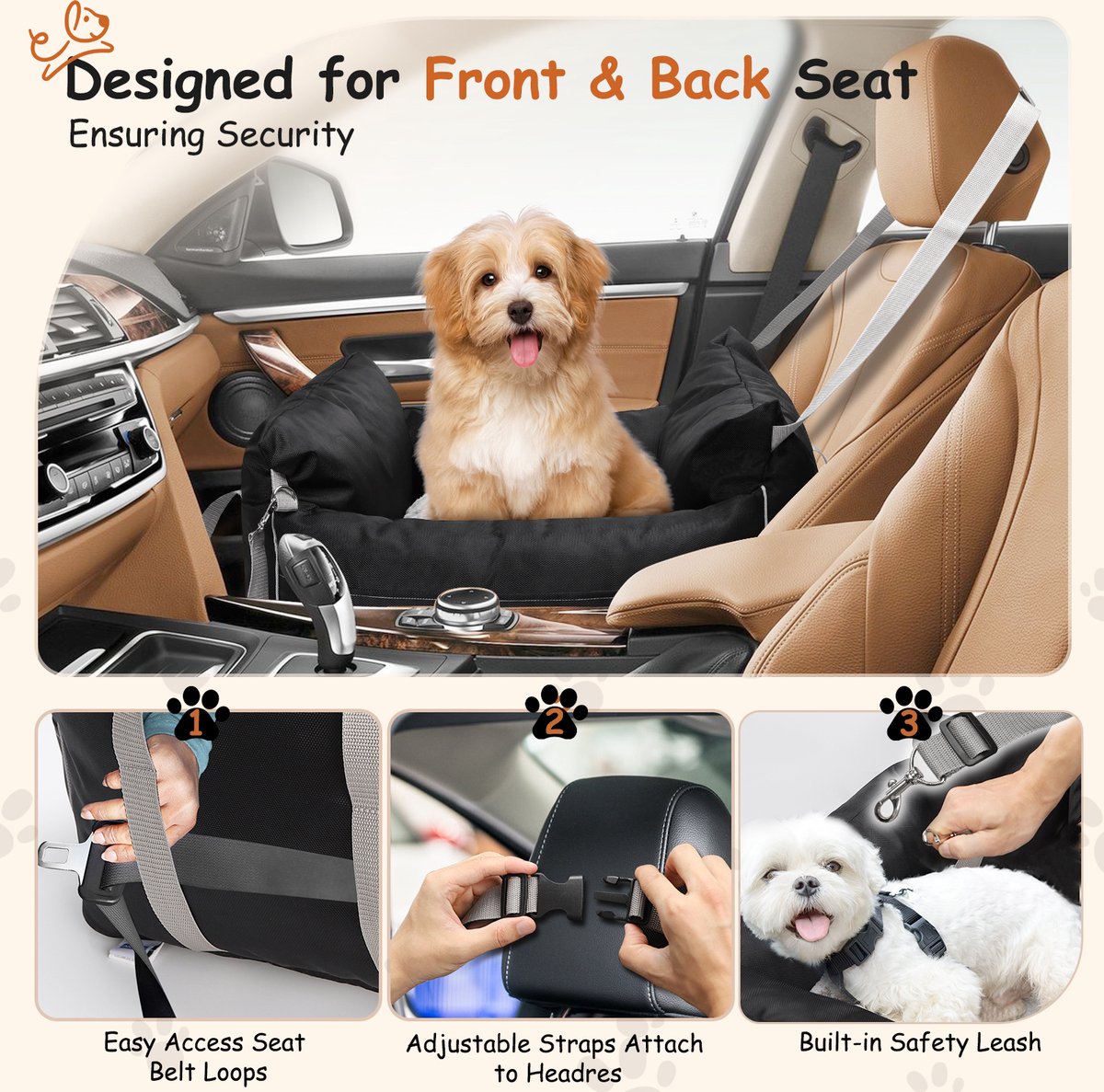 Nobleza Hondenmand auto - Automand hond - 58x56x33 cm - Zwart •
