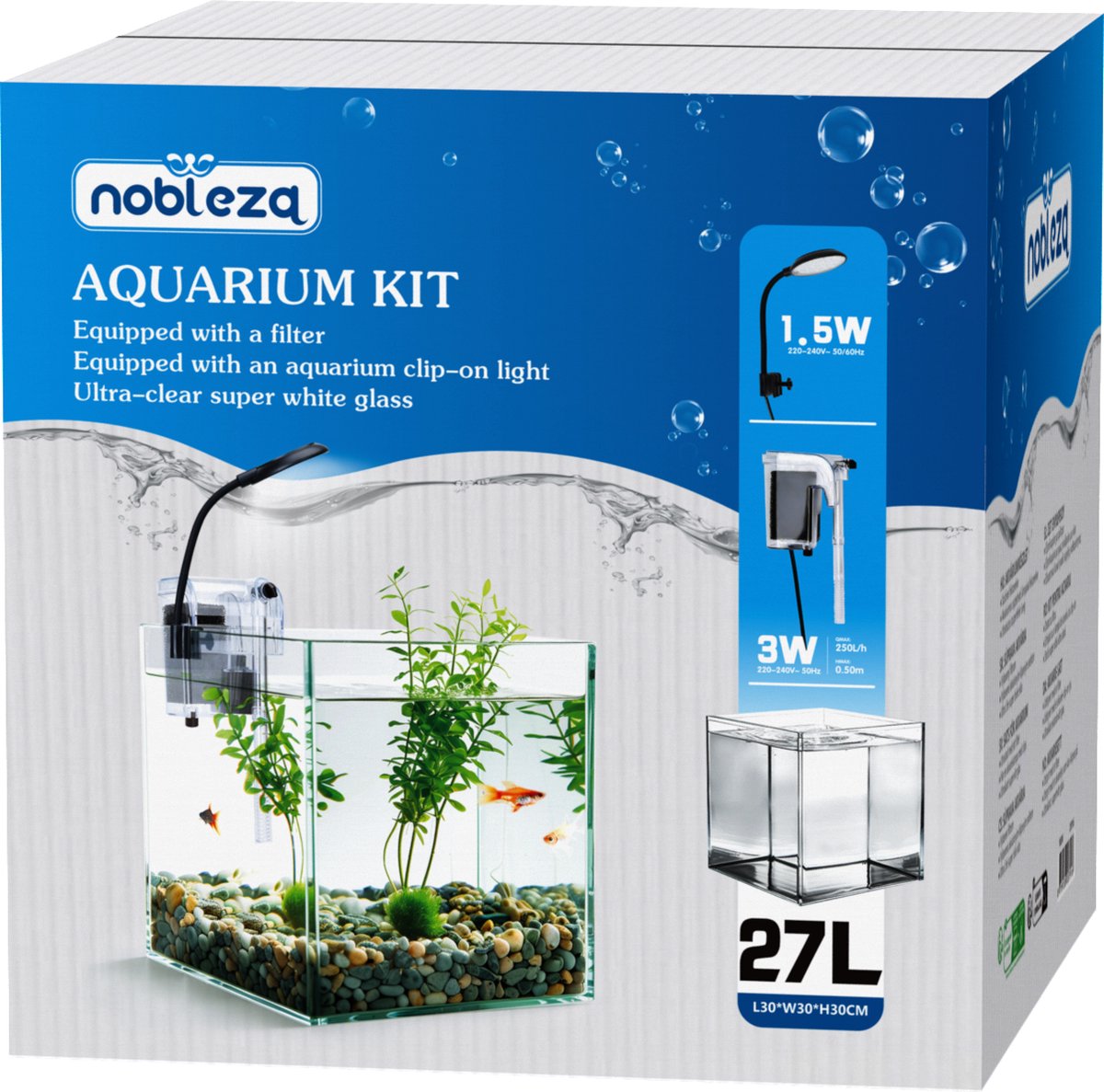 Nobleza Aquarium - 30x30x30 cm - 27 L