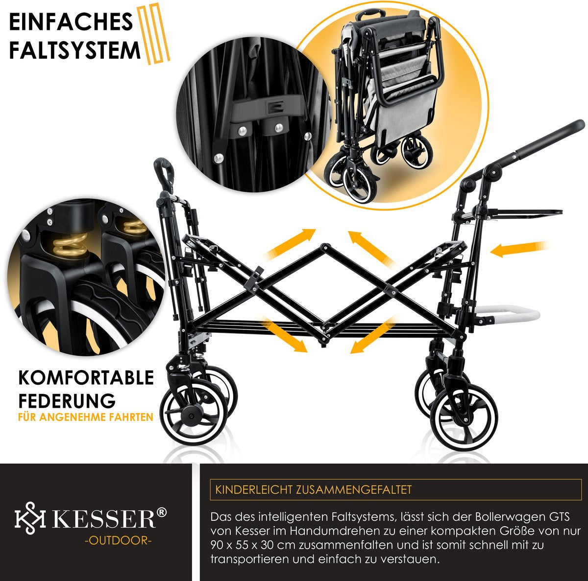 KESSER® Bolderkar - Opvouwbaar - Bolderwagen - Grijs •