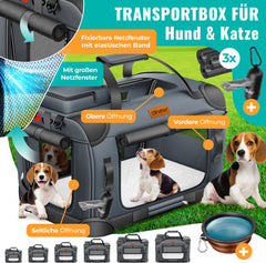 Reisbench hond - Draagtas hond - Transportbox - 102x69x69 cm - Antraciet - LOVPET®