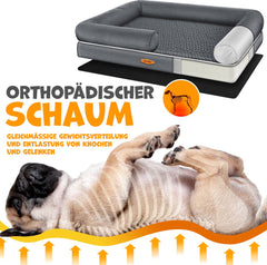LovPet® Hondenmand Orthopedisch Hondenbed Hondenkussen Relax, Inclusief Kom + 3X Kauwbotten, Hondenbank voor Kleine, Middelgrote & Grote Honden, Hoes Afneembaar en Wasbaar - M (91 x 71 x 25 cm), Antraciet